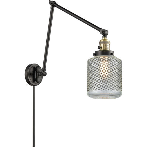 Stanton 30 inch 3.50 watt Black Antique Brass Swing Arm Wall Light, Franklin Restoration