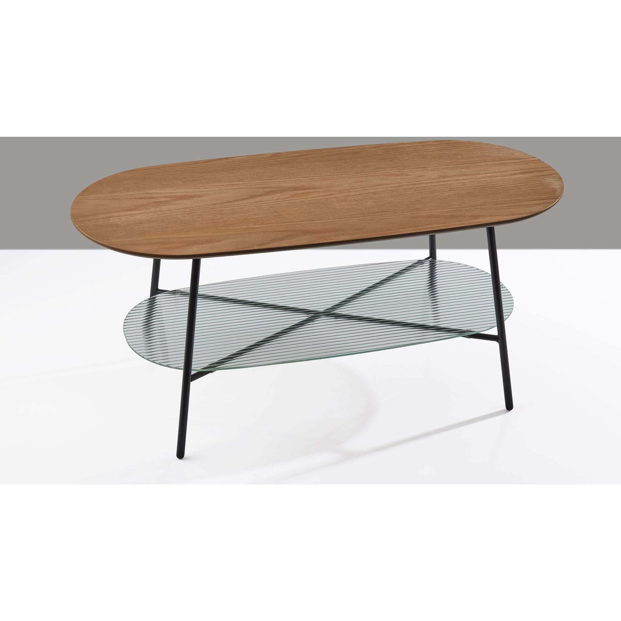Diane 39.25 X 17.5 inch Natural Wood and Black Coffee Table
