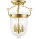 Jefferson 3 Light 10 inch Polished Brass Semi-Flush Mount Ceiling Light