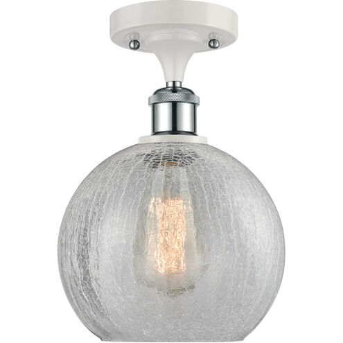 Ballston Athens LED 8 inch White and Polished Chrome Semi-Flush Mount Ceiling Light in Clear Crackle Glass, Ballston