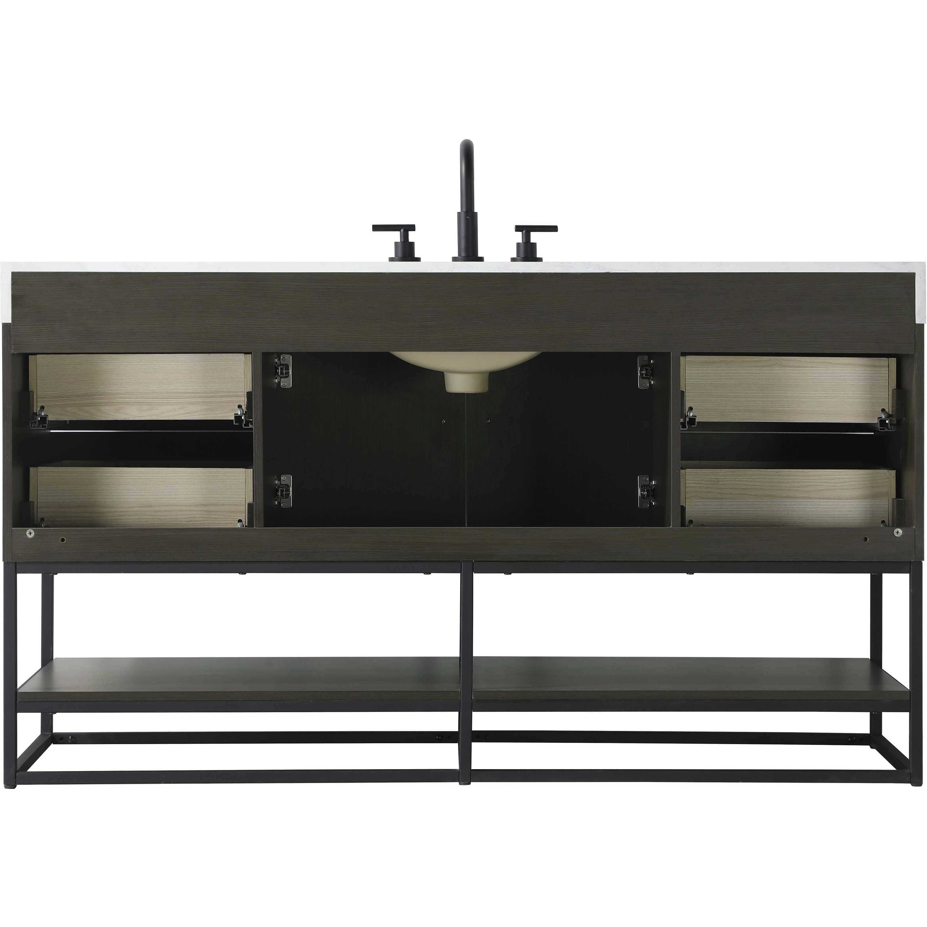 Caroline 60 X 34 inch Mocha Brown Bathroom Vanity Cabinet