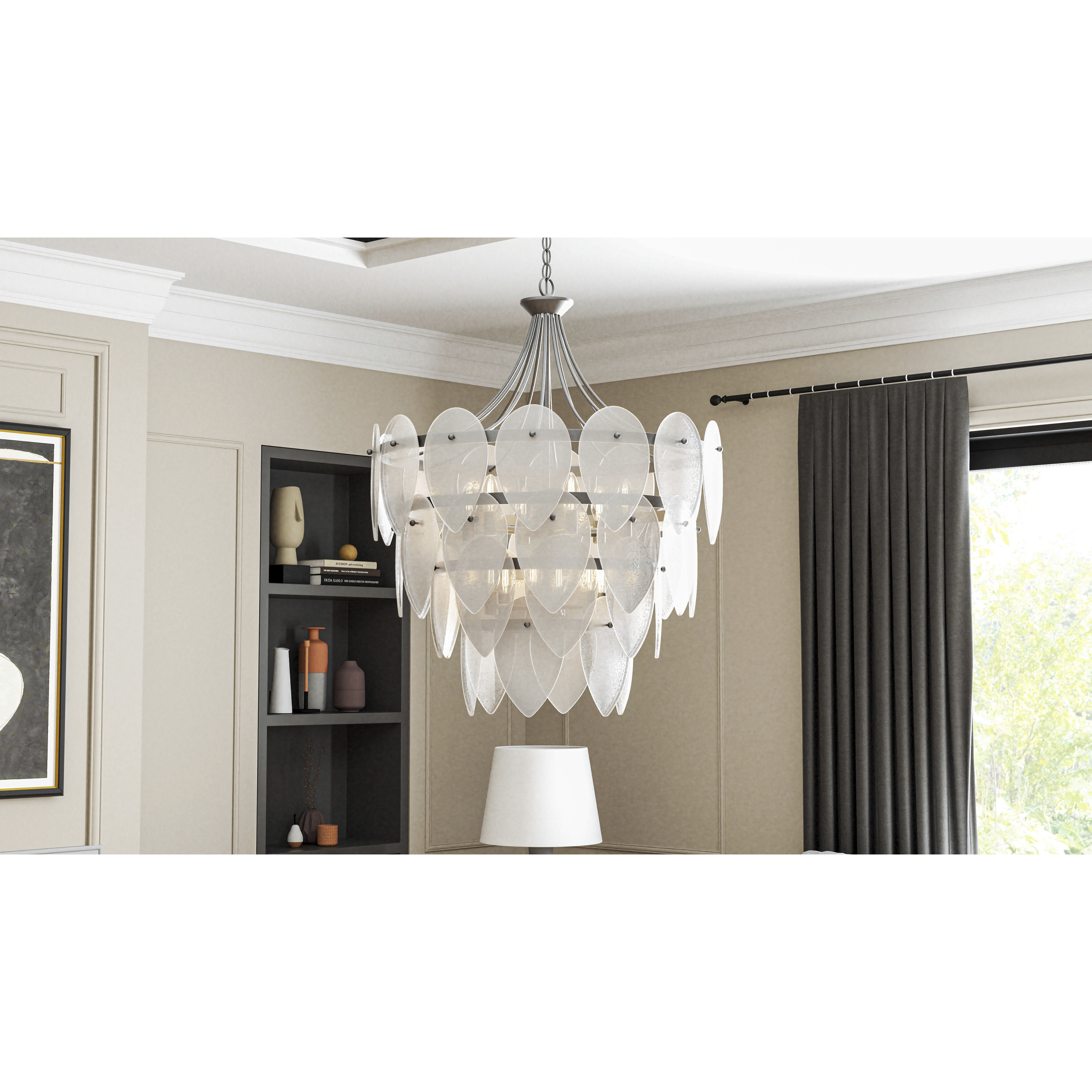 Lilestone 7 Light 28 inch Silver Leaf Pendant Ceiling Light, Large