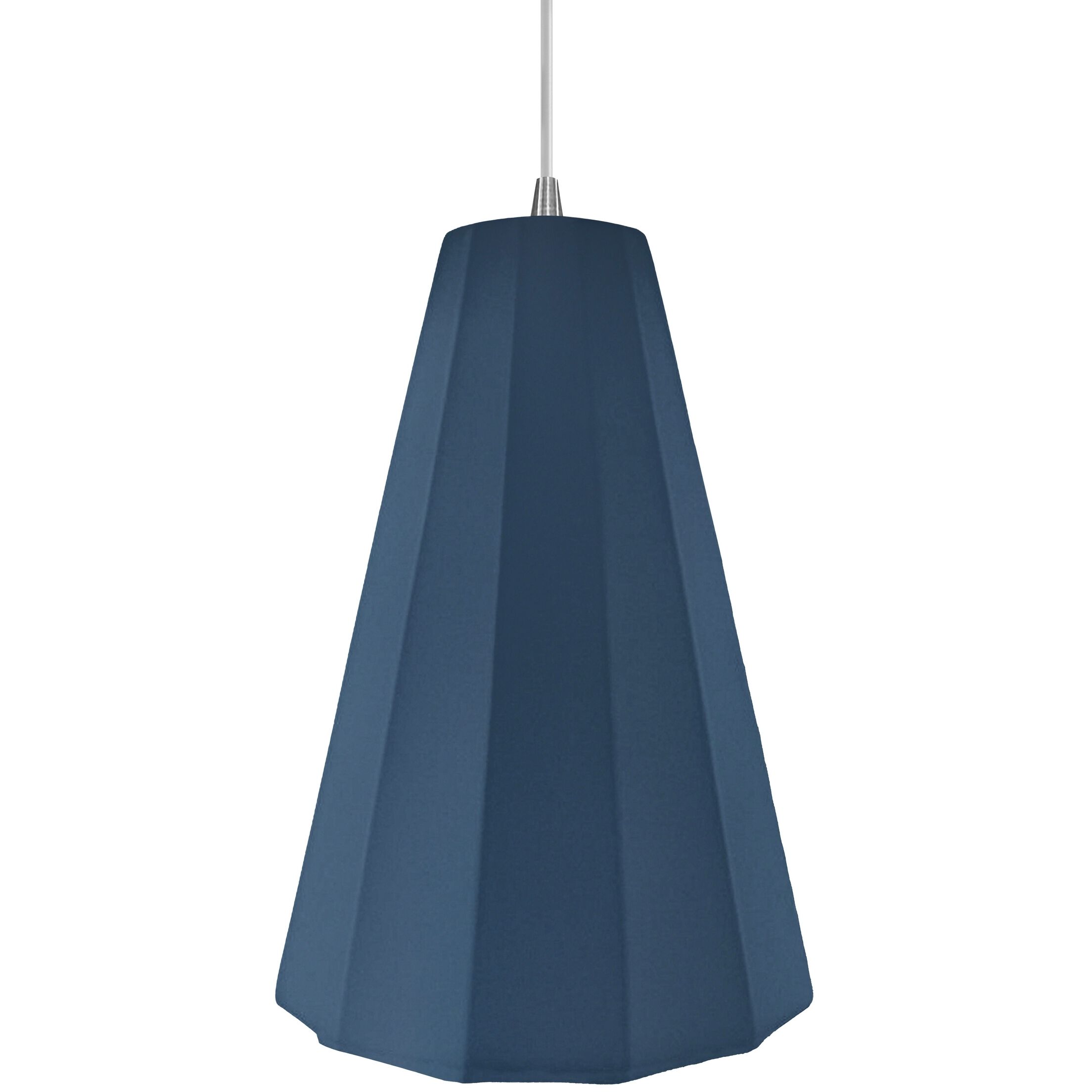 Radiance Collection - Fluted Pendant Ceiling Light in Brushed Nickel, White Cord, Replaceable Bulb, Midnight Sky/Matte White, 9W x 13H, Form+Finish+Function