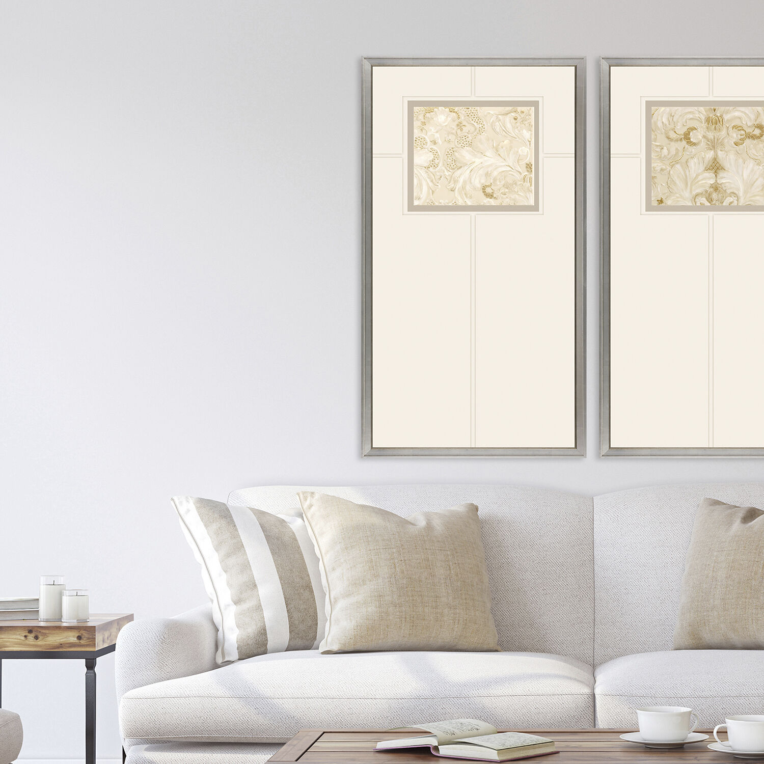 Fragmento Metallic and Beige and Neutral Framed Art, The Studio