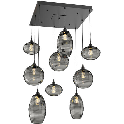 Misto 9 Light 30.6 inch Matte Black Chandelier Ceiling Light in Misto Smoke, Square Multi-Port