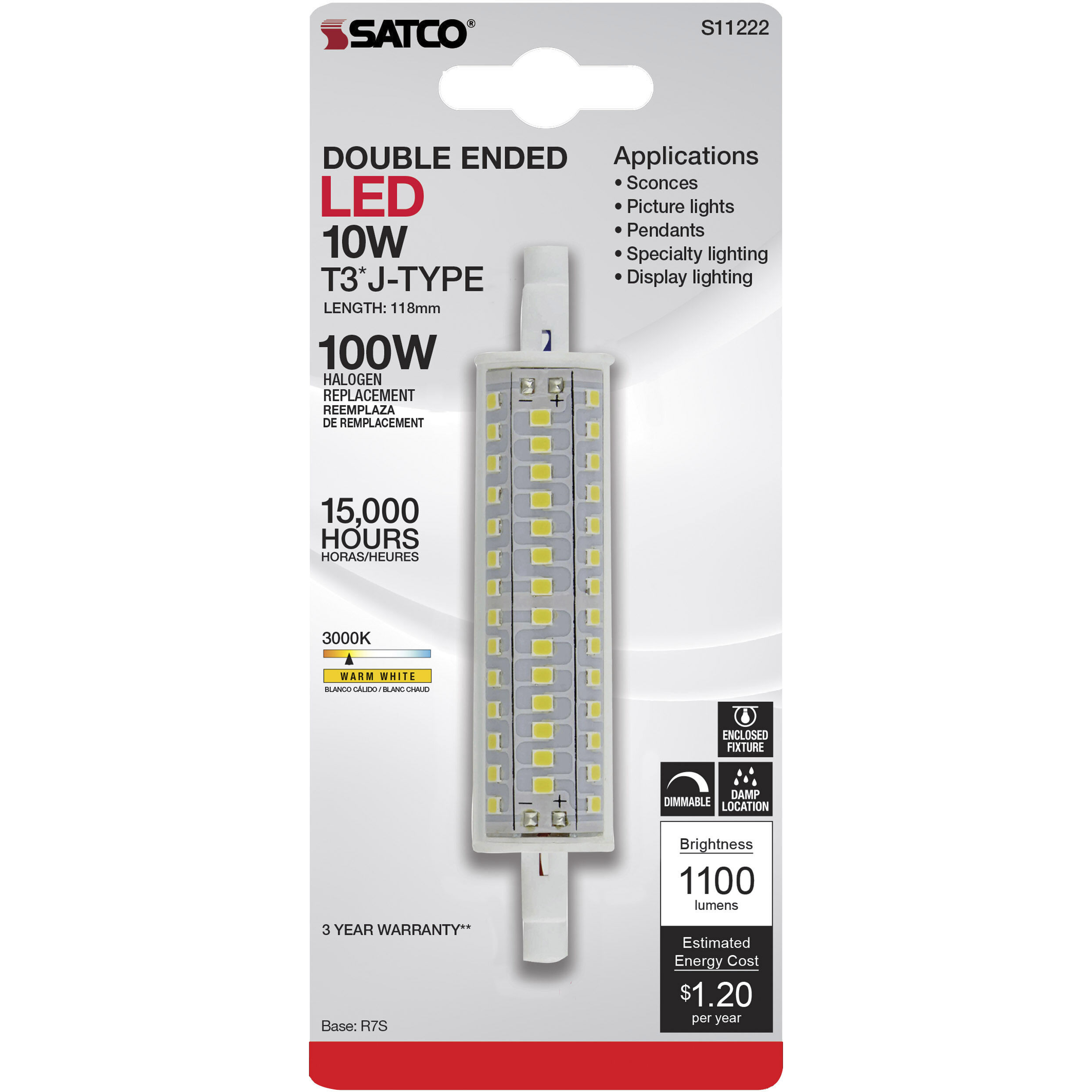 Lumos LED LED J-Type Double Contact Recessed Base 10.00 watt 3000K Light Bulb