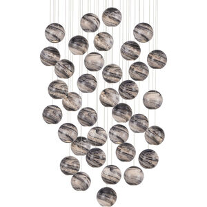 Palatino 36 Light 36 inch Blue Marbeled and Silver Multi-Drop Pendant Ceiling Light
