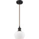Ballston Fenton 1 Light 7 inch Oil Rubbed Bronze Mini Pendant Ceiling Light in Matte White Glass, Ballston