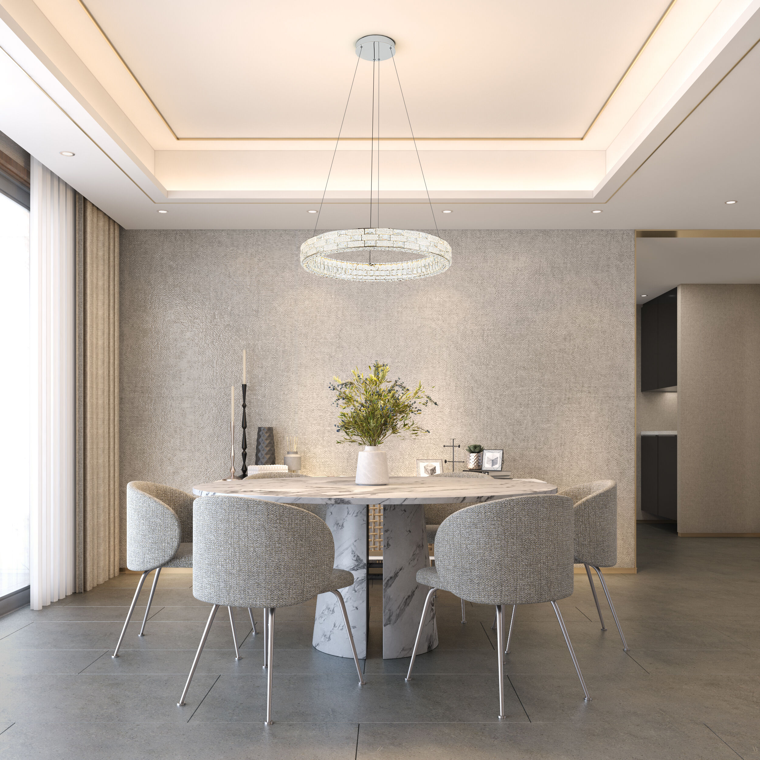 Elegance LED 29.92 inch Polished Nickel Chandelier Ceiling Light