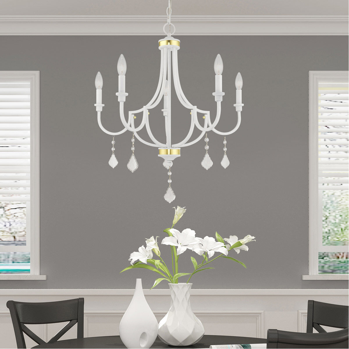 Glendale 5 Light 25 inch White Chandelier Ceiling Light