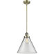 Franklin Restoration Cone LED 12 inch Antique Brass Mini Pendant Ceiling Light in Clear, Franklin Restoration