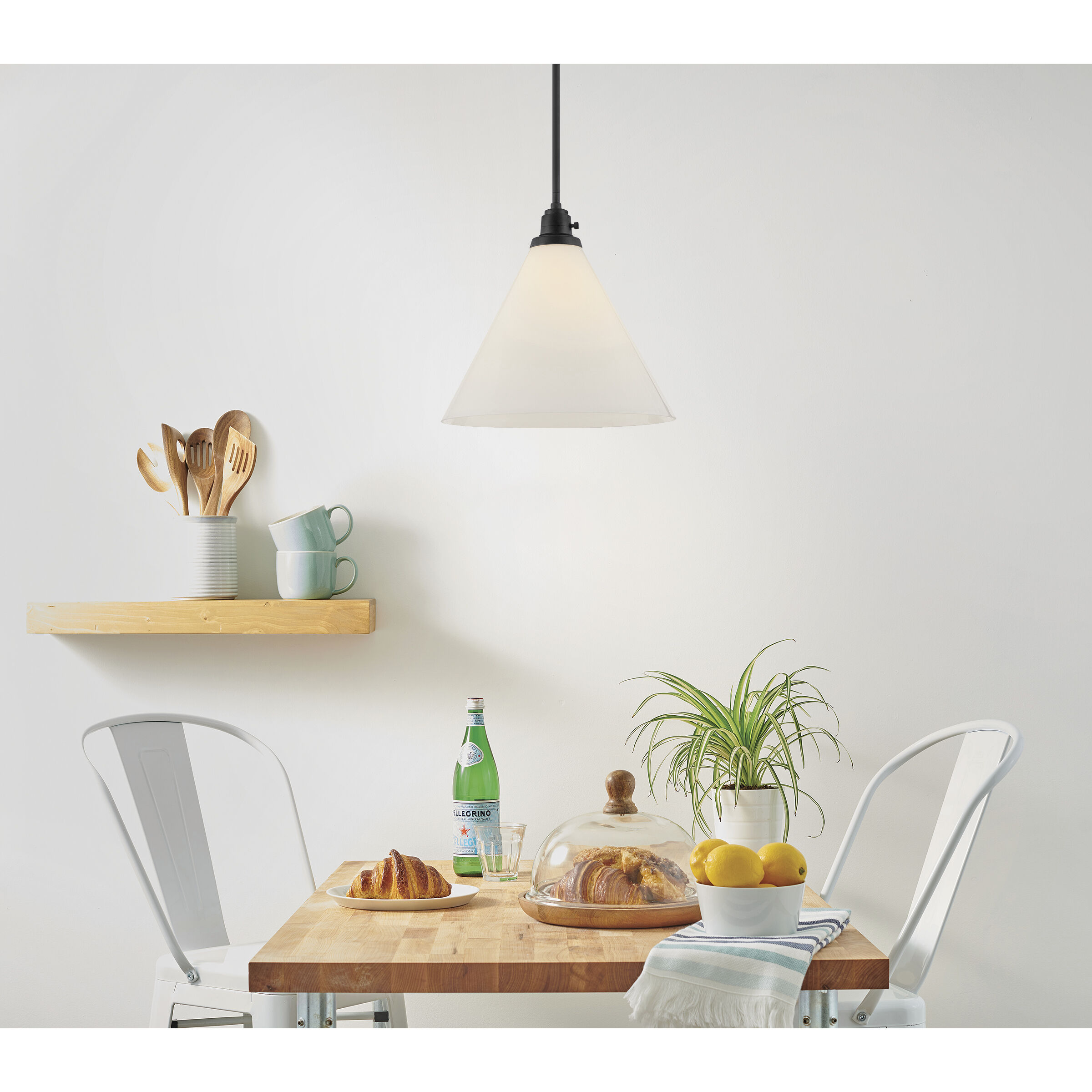 Arti 1 Light 15 inch Black with Cased Opal glass Pendant Ceiling Light in Black / Cased Opal