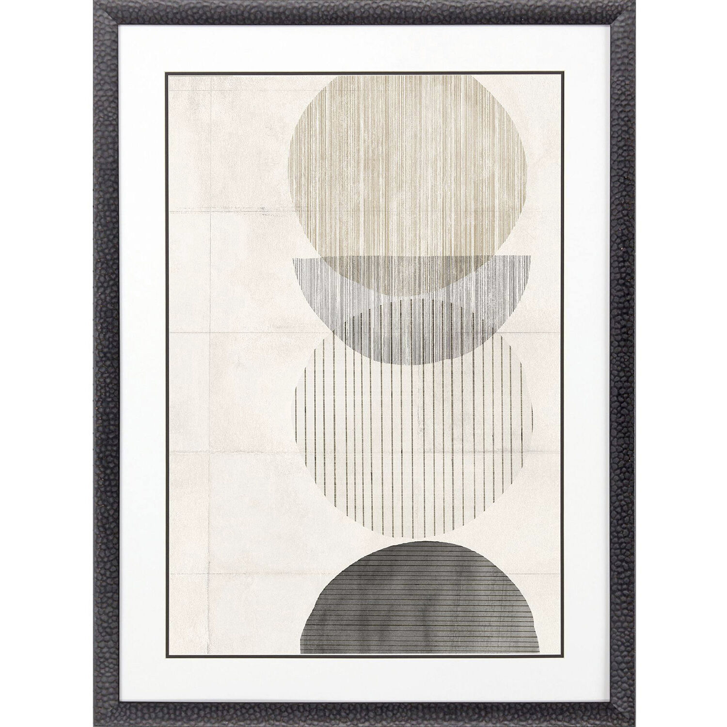 Stitched Spheres Gray and Black and Beige and Neutral Framed Art