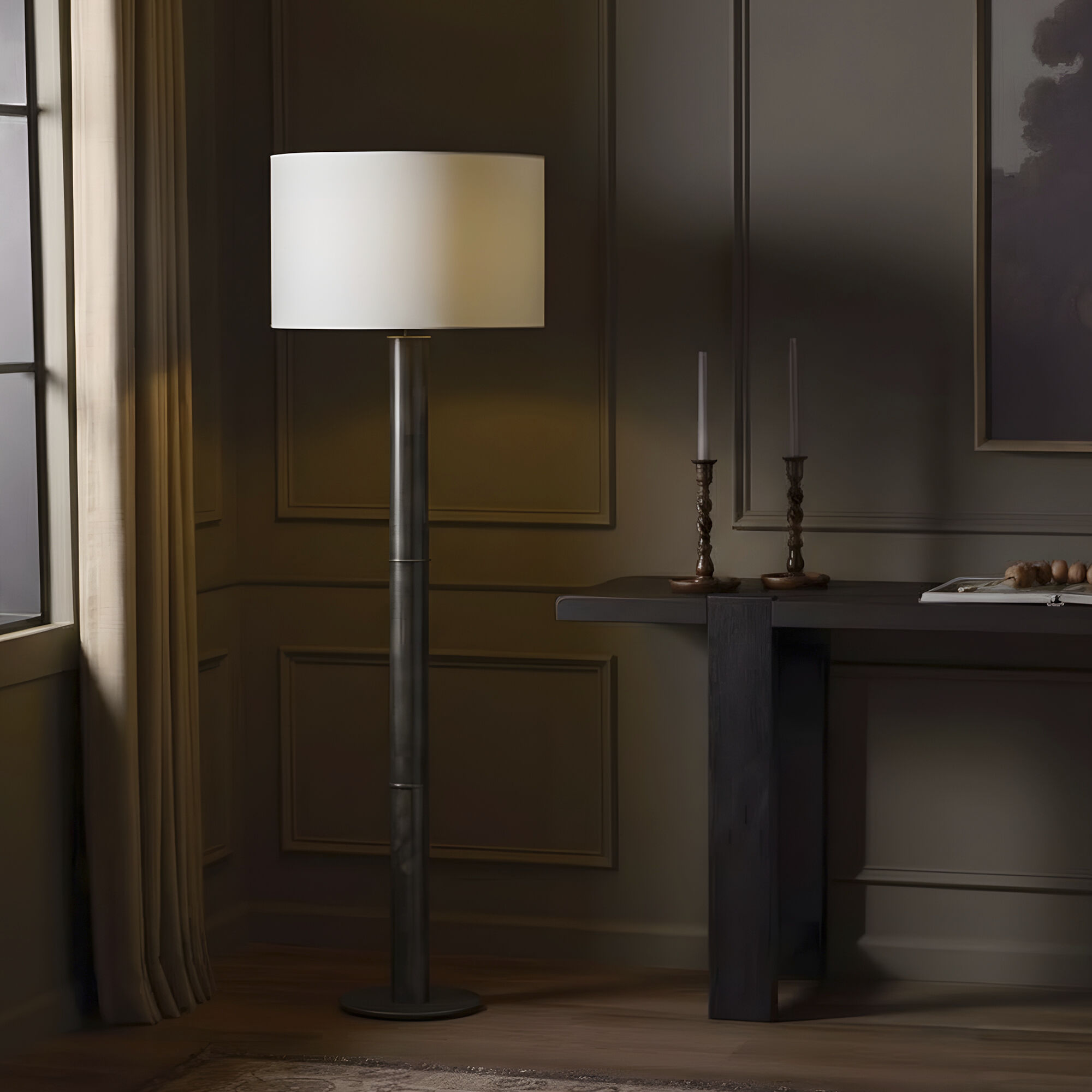 Michael Berman Brut 62.25 inch 150 watt Deep Patina Bronze Floor Lamp Portable Light