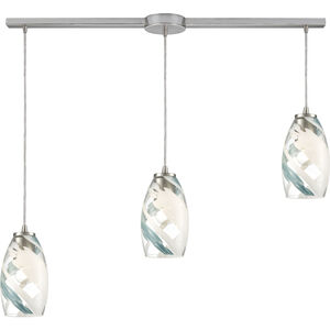 Turbulence 3 Light 36 inch Satin Nickel Multi Pendant Ceiling Light in Linear with Recessed Adapter, Configurable