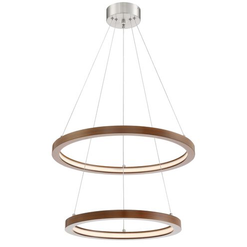 Rimmy LED 23 inch Brushed Nickel Pendant Ceiling Light in Walnut / Brushed Nickel