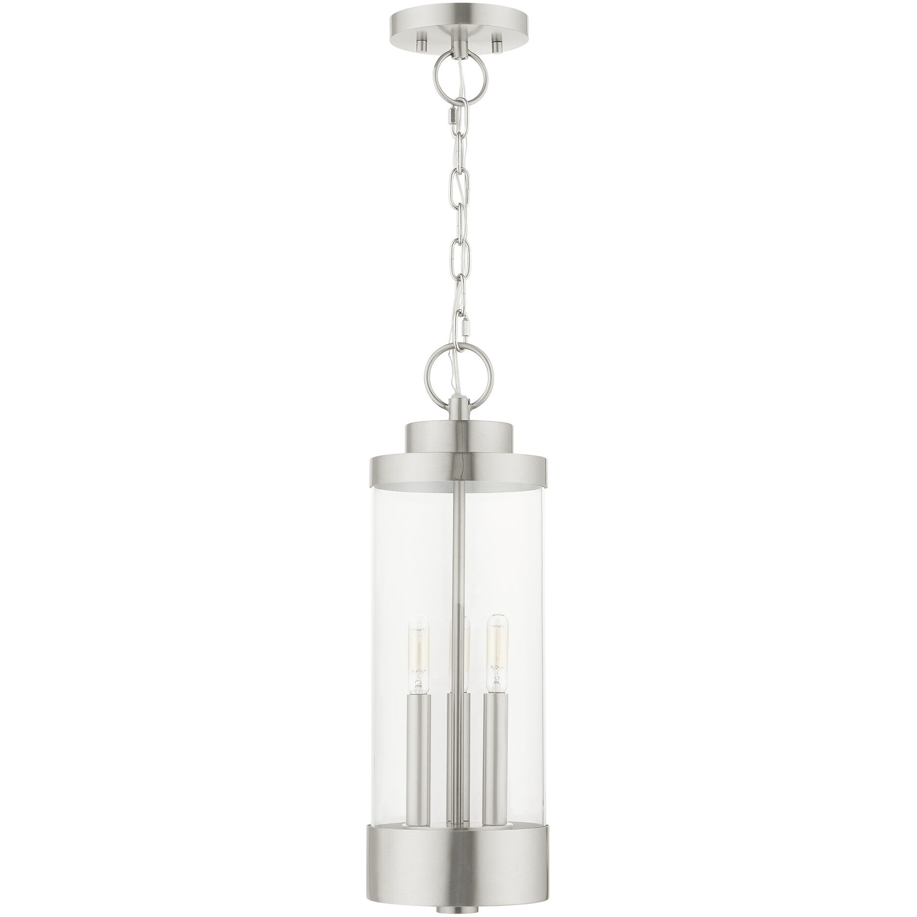 Hillcrest 3 Light 7 inch Brushed Nickel Outdoor Pendant Lantern