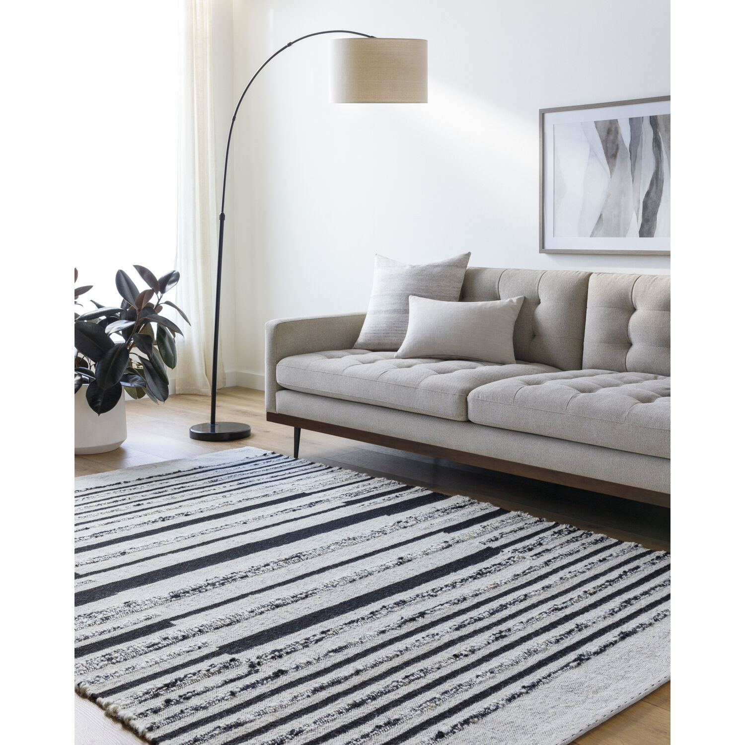 Goteborg 36 X 24 inch Ivory/Black Handmade Rug in 2 x 3