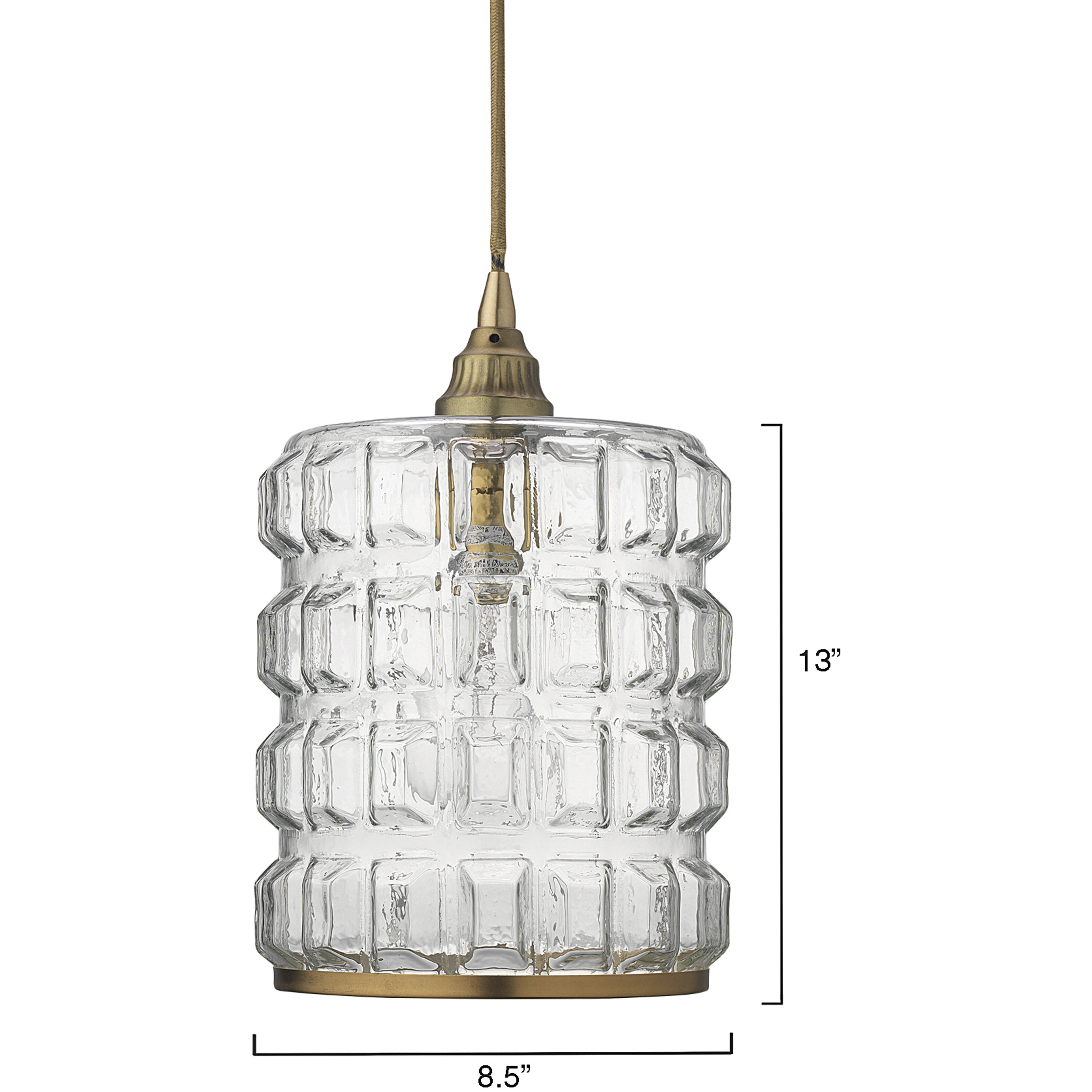 Madison 1 Light 8.5 inch Clear Glass with Antique Brass Hardware Pendant Ceiling Light