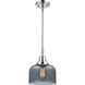Franklin Restoration X-Large Bell 1 Light 12 inch Polished Chrome Mini Pendant Ceiling Light in Plated Smoke Glass