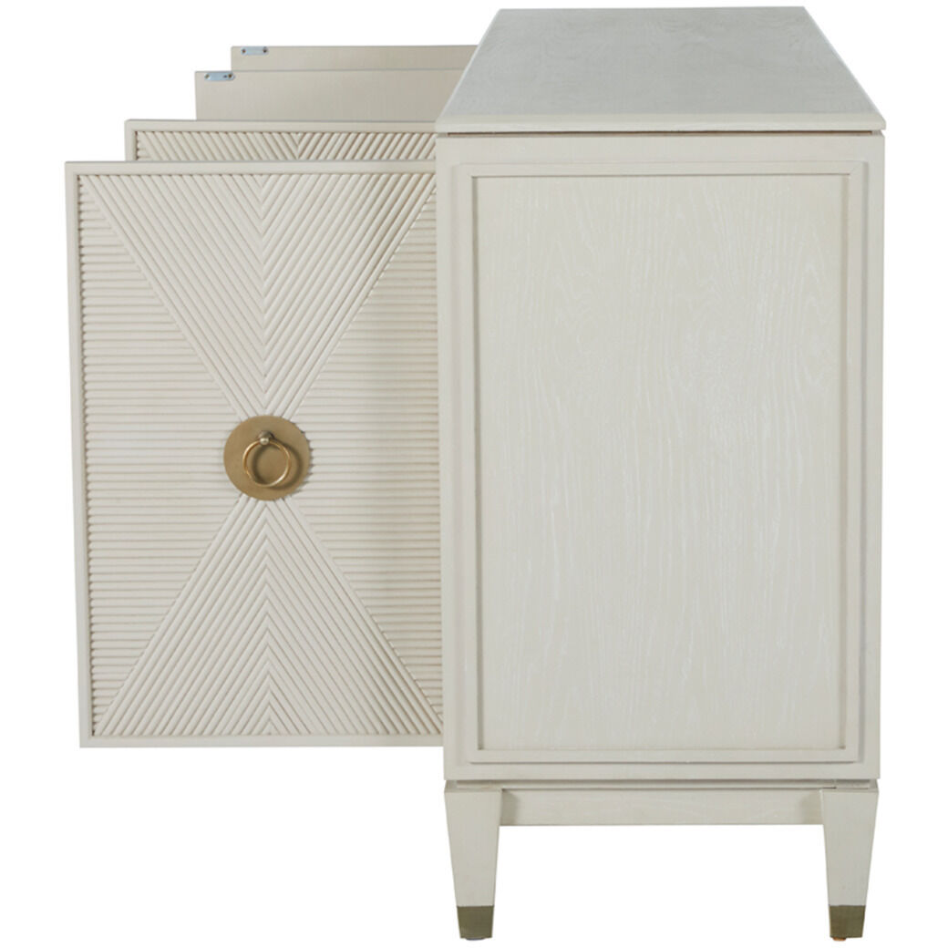 Strella Stainless Champagne / Cerused White Cabinet