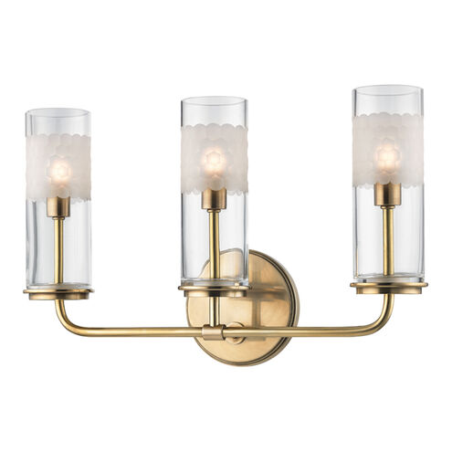 Wentworth 3 Light 16.25 inch Aged Brass ADA Wall Sconce Wall Light