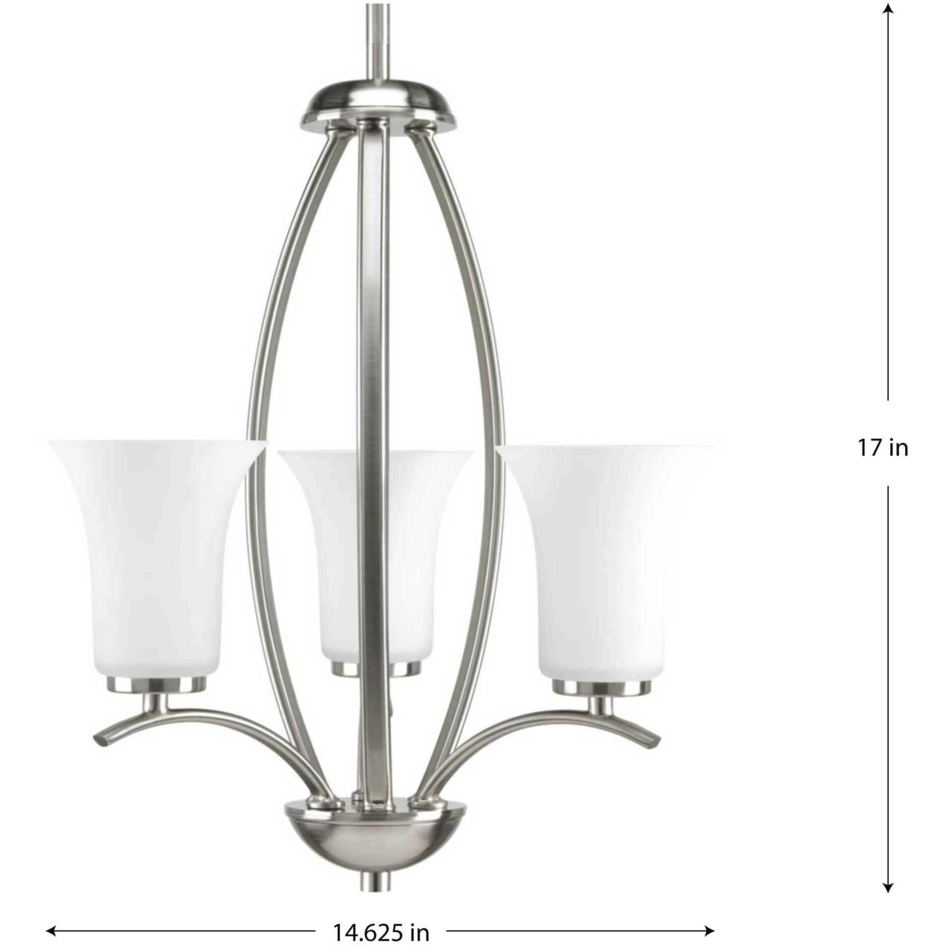 Joy 3 Light 14.63 inch Brushed Nickel Foyer Chandelier Ceiling Light