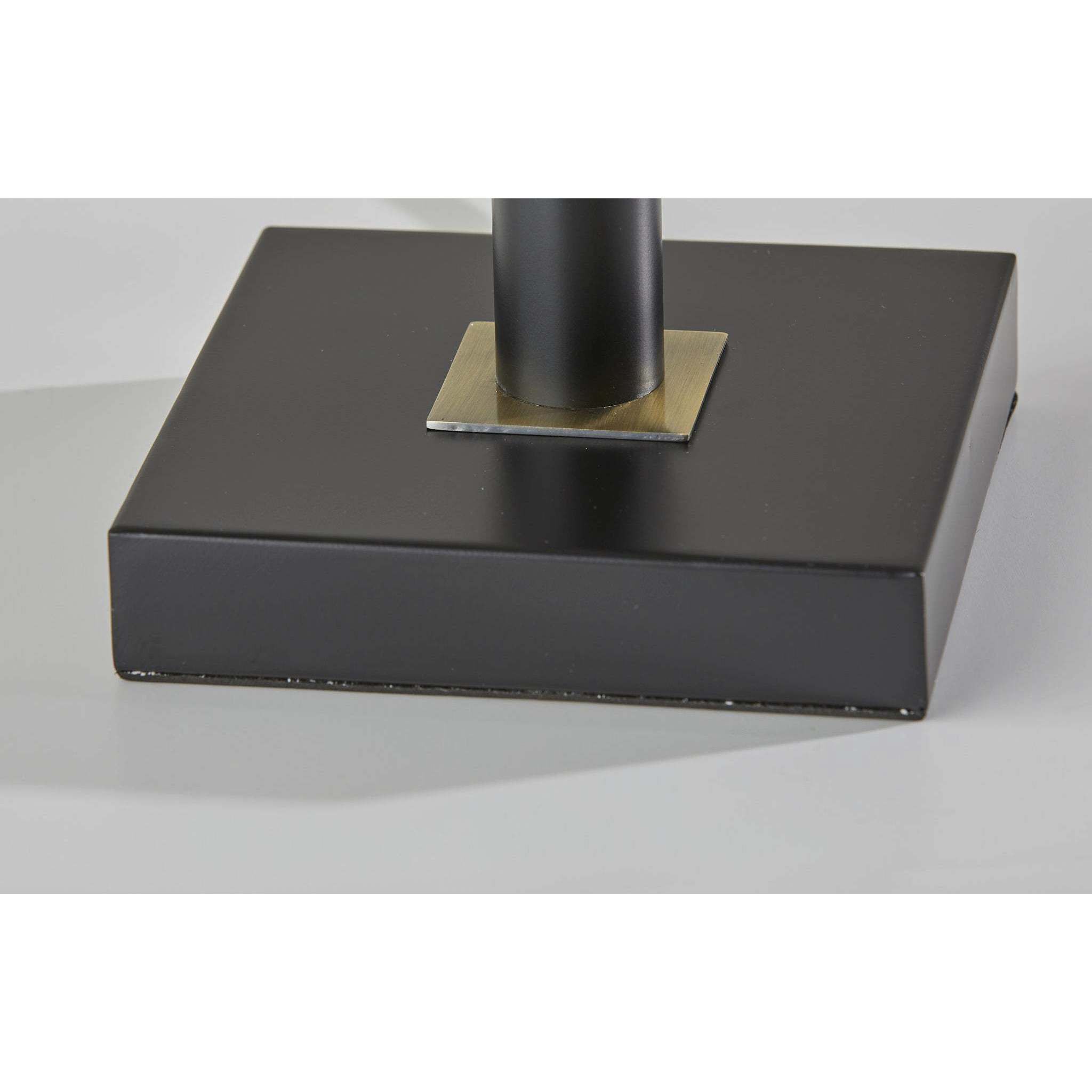 Rowan 25 inch 6.00 watt Black and Antique Brass Desk Lamp Portable Light, with Smart Switch