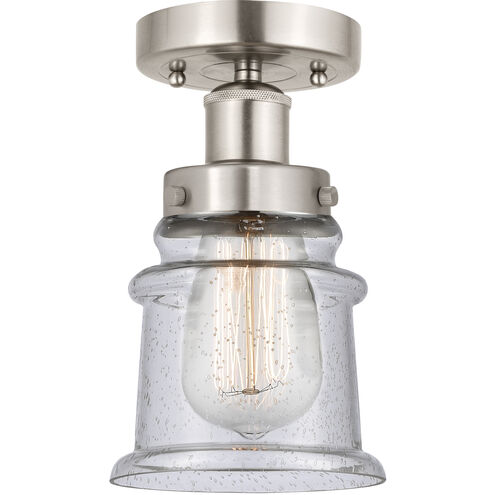 Edison Canton 1 Light 5 inch Brushed Satin Nickel Semi-Flush Mount Ceiling Light in Seedy Glass