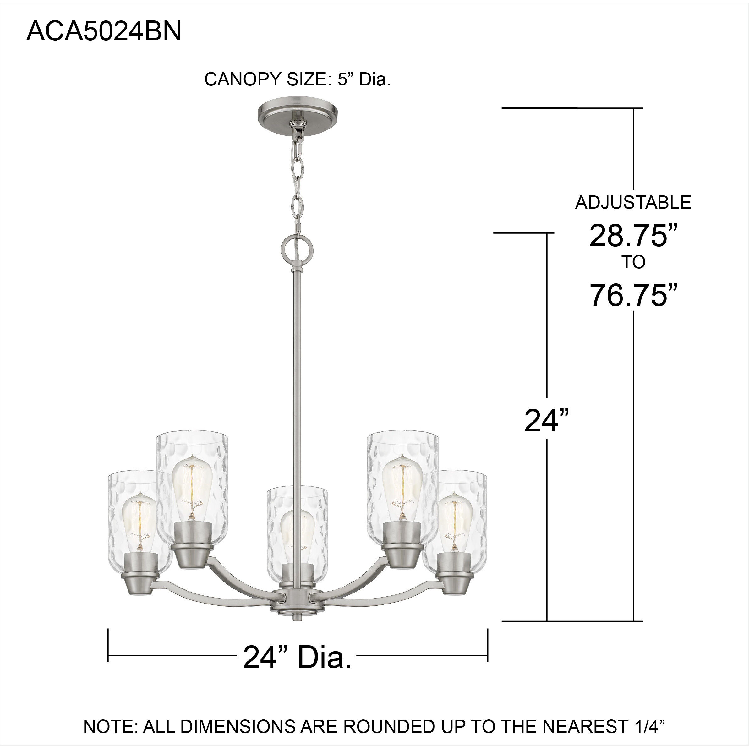 Acacia 5 Light 24 inch Brushed Nickel Chandelier Ceiling Light