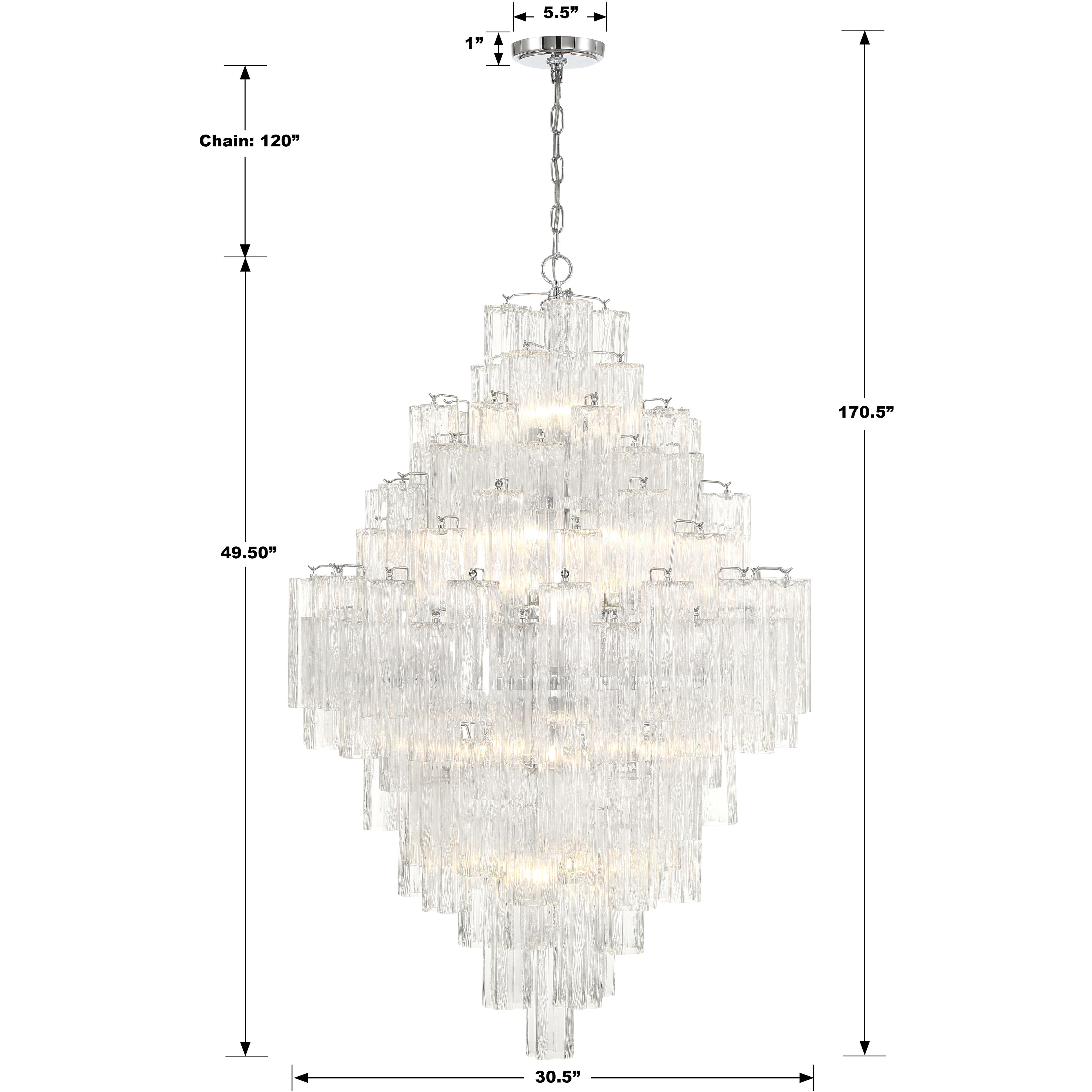 Addis 20 Light 31.5 inch Polished Chrome Chandelier Ceiling Light in Clear