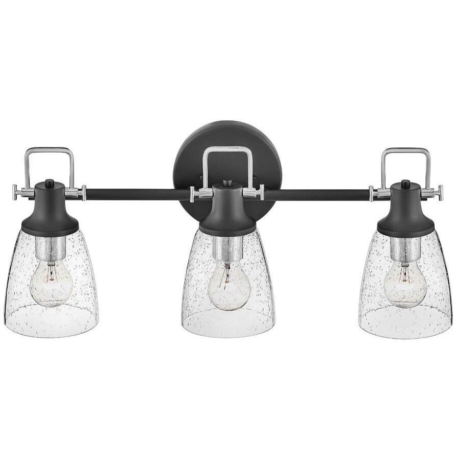 Easton 3 Light 24 inch Black with Chrome Vanity Light Wall Light in Black/Chrome