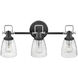 Easton 3 Light 24 inch Black with Chrome Vanity Light Wall Light in Black/Chrome
