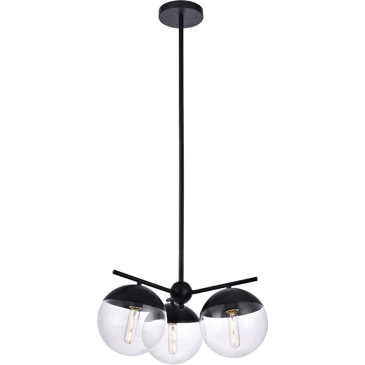 Eclipse 3 Light 21 inch Black Pendant Ceiling Light