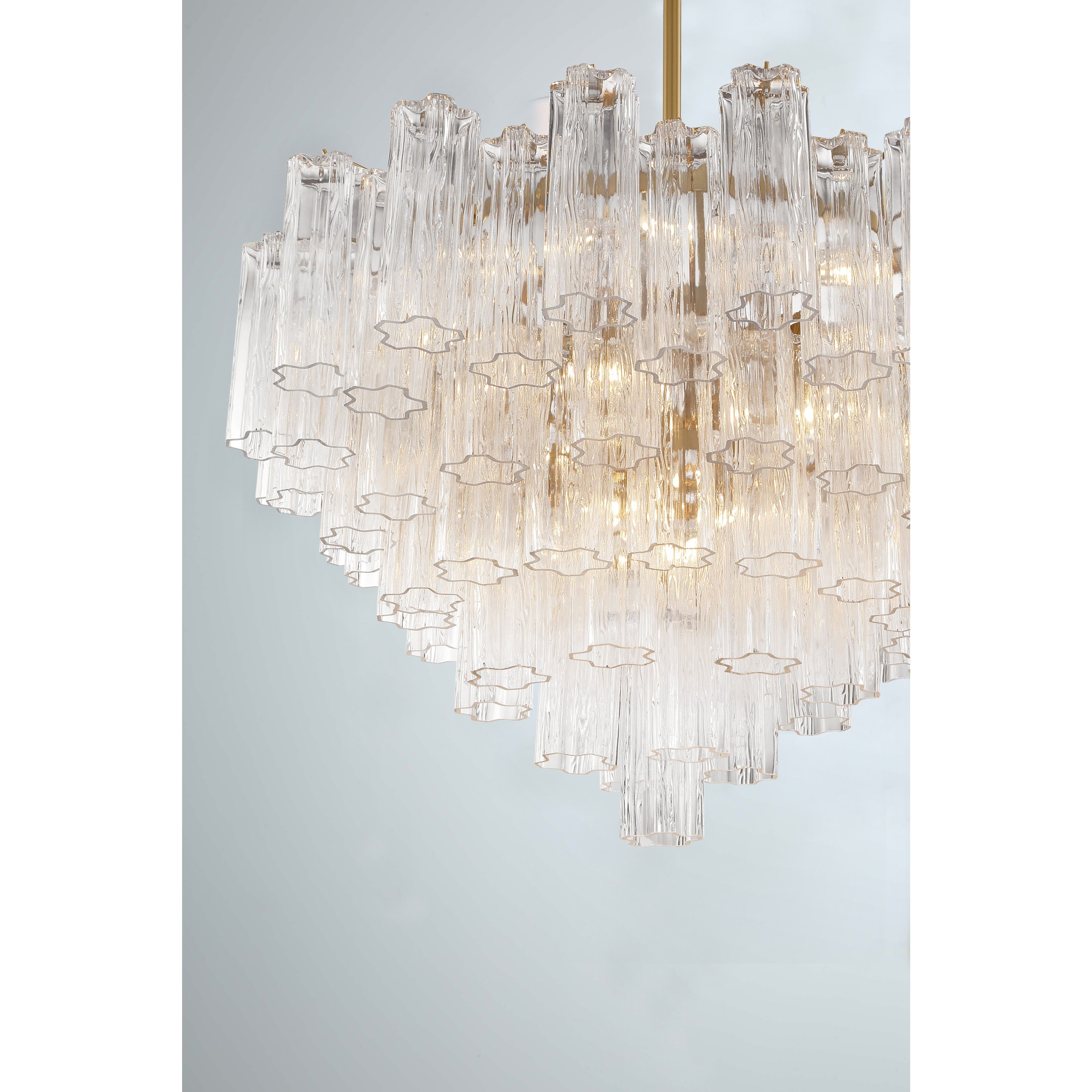 Addis 16 Light 32 inch Aged Brass Chandelier Ceiling Light in Tronchi Glass Clear