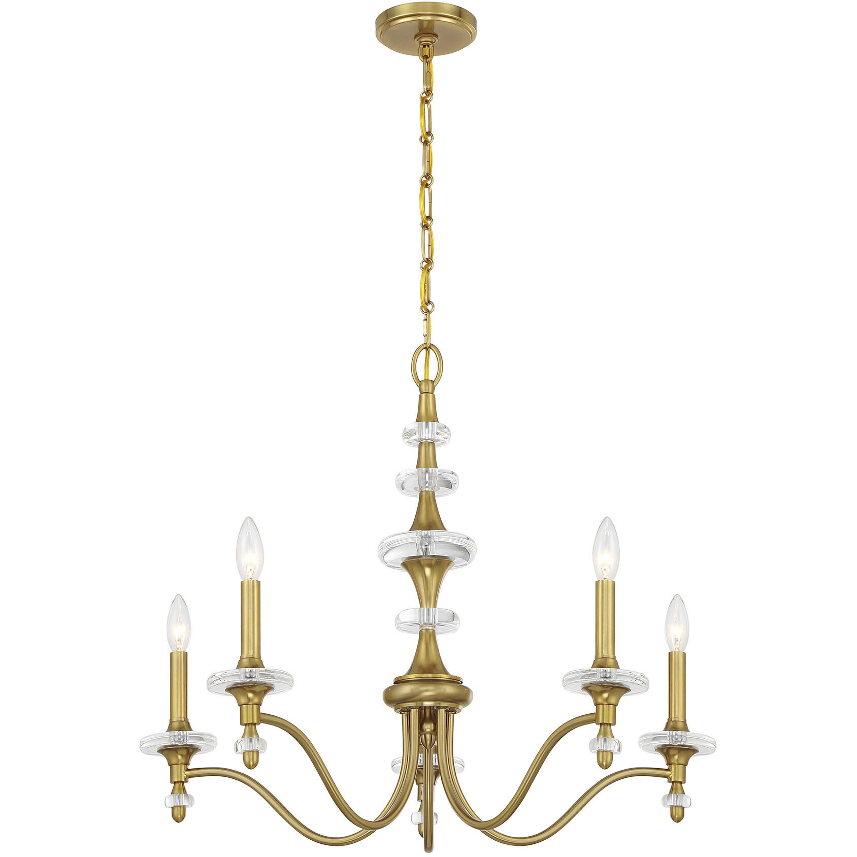 Champlain 5 Light 28 inch Warm Brass Chandelier Ceiling Light