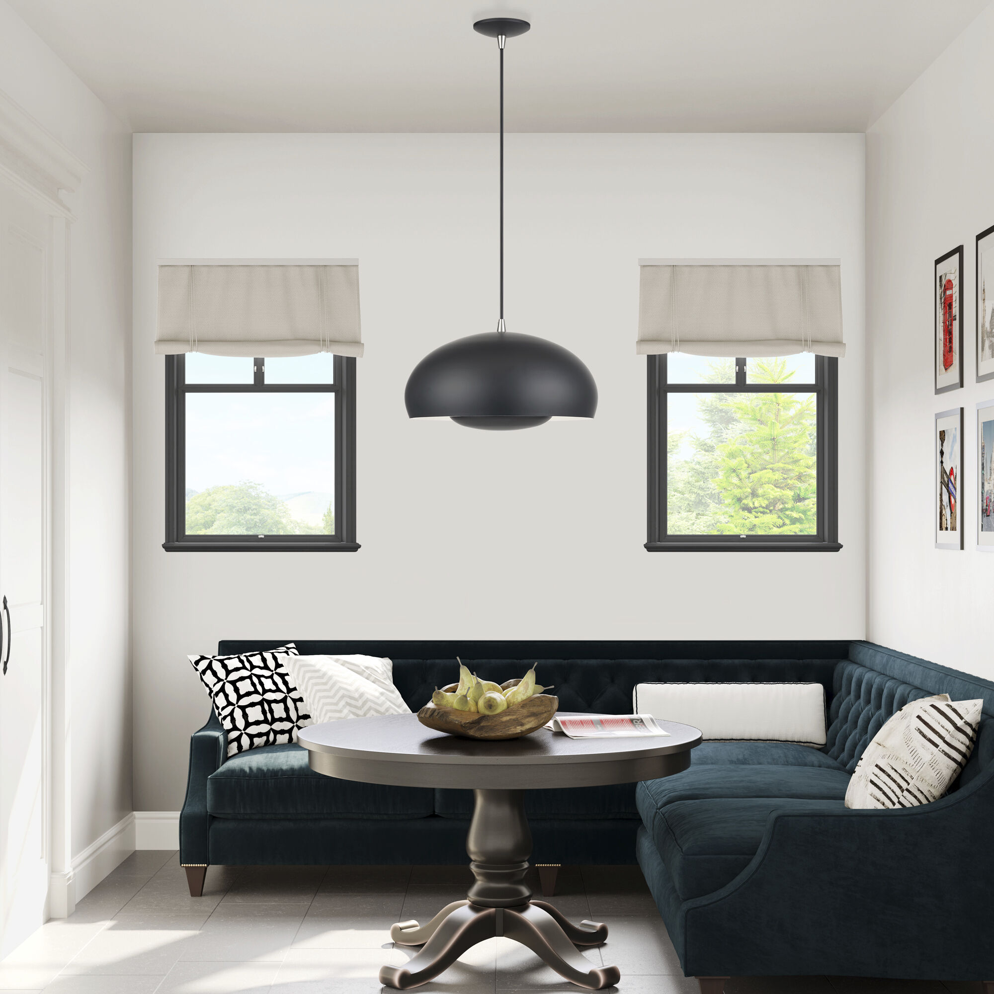 Domma 3 Light 17 inch Black with Brushed Nickel Accents Pendant Ceiling Light