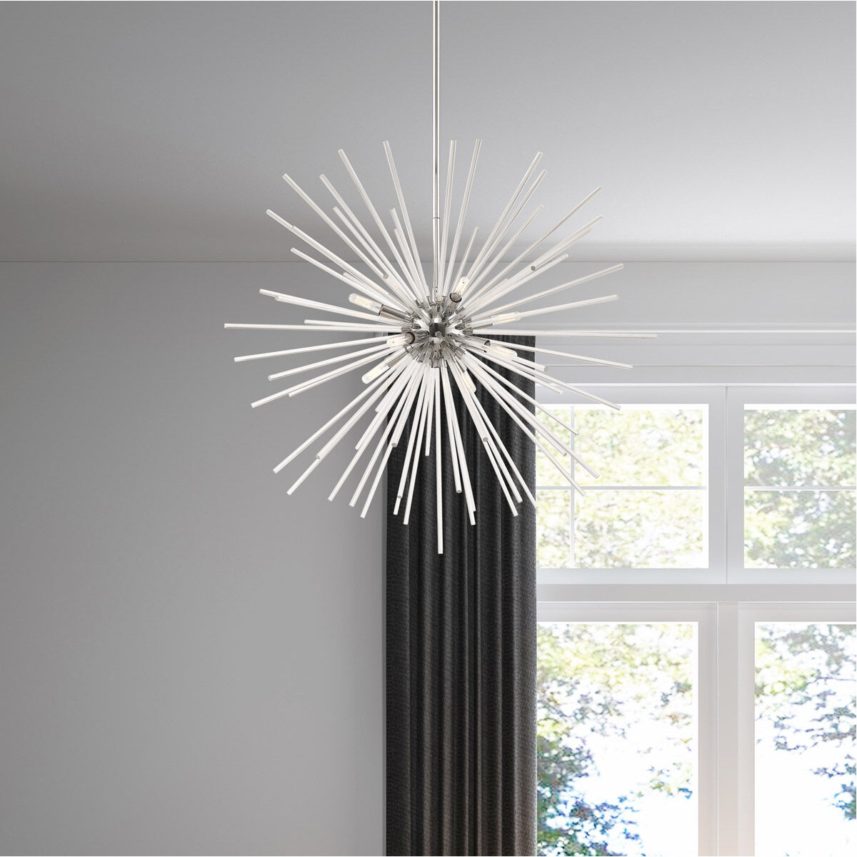Utopia 8 Light 34 inch Polished Chrome Pendant Chandelier Ceiling Light