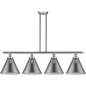 Ballston X-Large Cone 4 Light 48 inch Brushed Satin Nickel Island Light Ceiling Light in Plated Smoke Glass