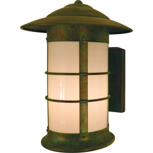 Newport 1 Light 12.12 inch Verdigris Patina Outdoor Wall Mount in Clear Seedy
