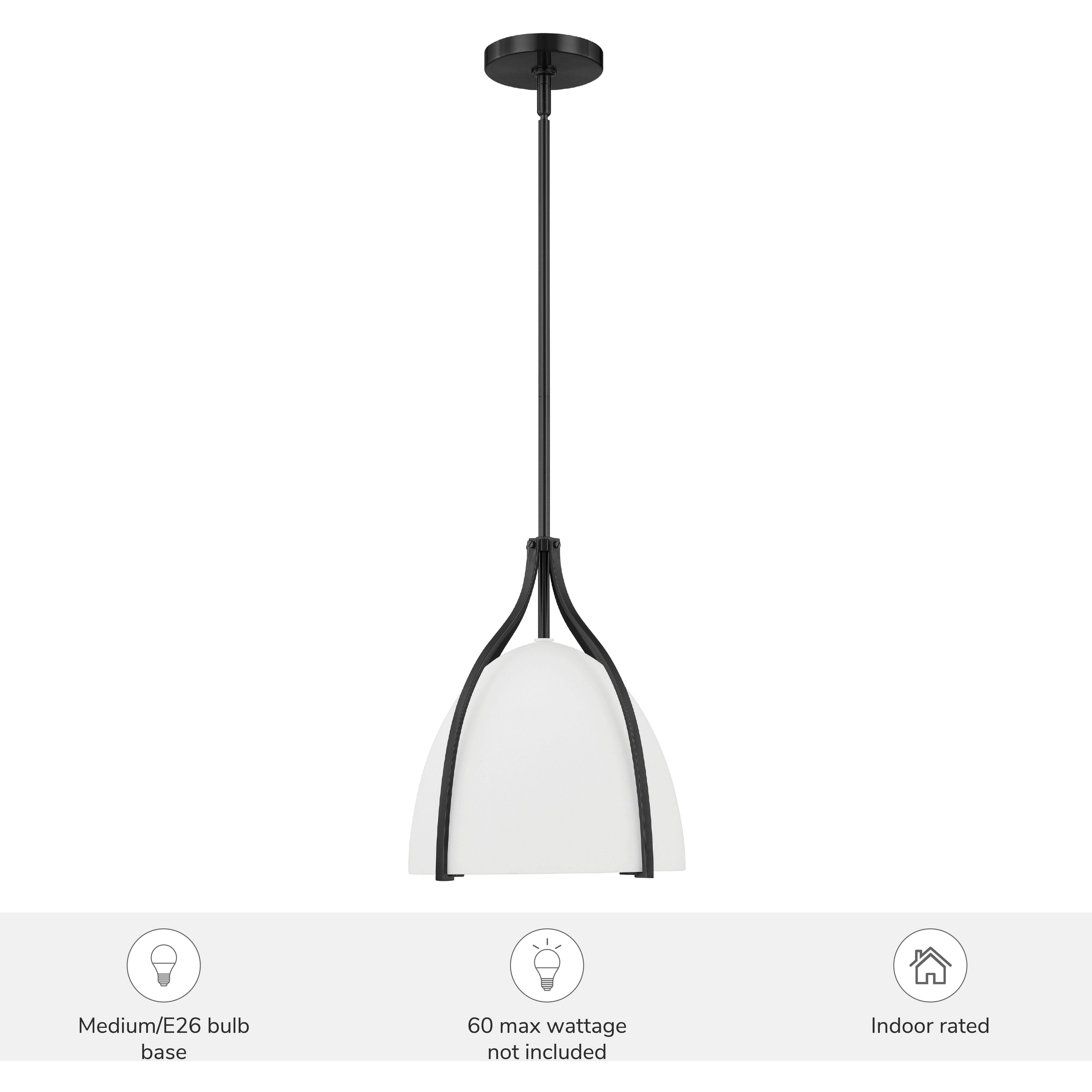 Arcelia 1 Light 12 inch Matte Black Pendant Ceiling Light, Medium