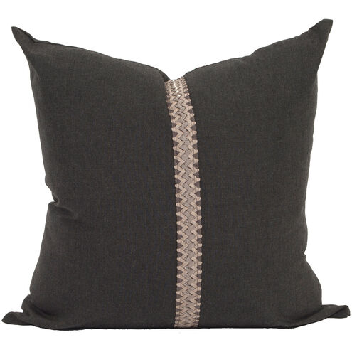 Davida Kay 24 inch Seascape Charcoal with Deco Trim Pillow, with Down Insert