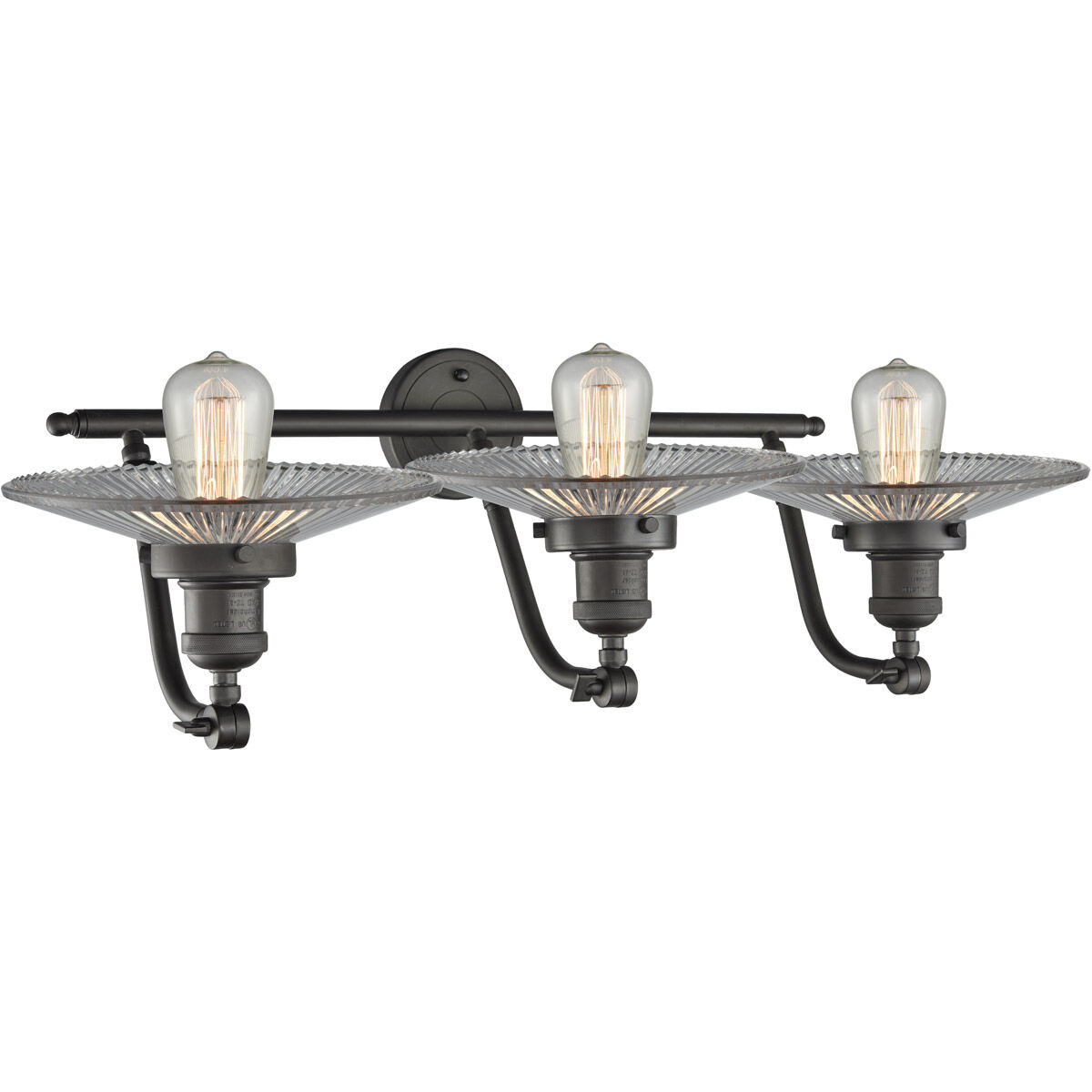 Franklin Restoration Halophane LED 28 inch Oil Rubbed Bronze Bath Vanity Light Wall Light in Clear Halophane Glass, Franklin Restoration