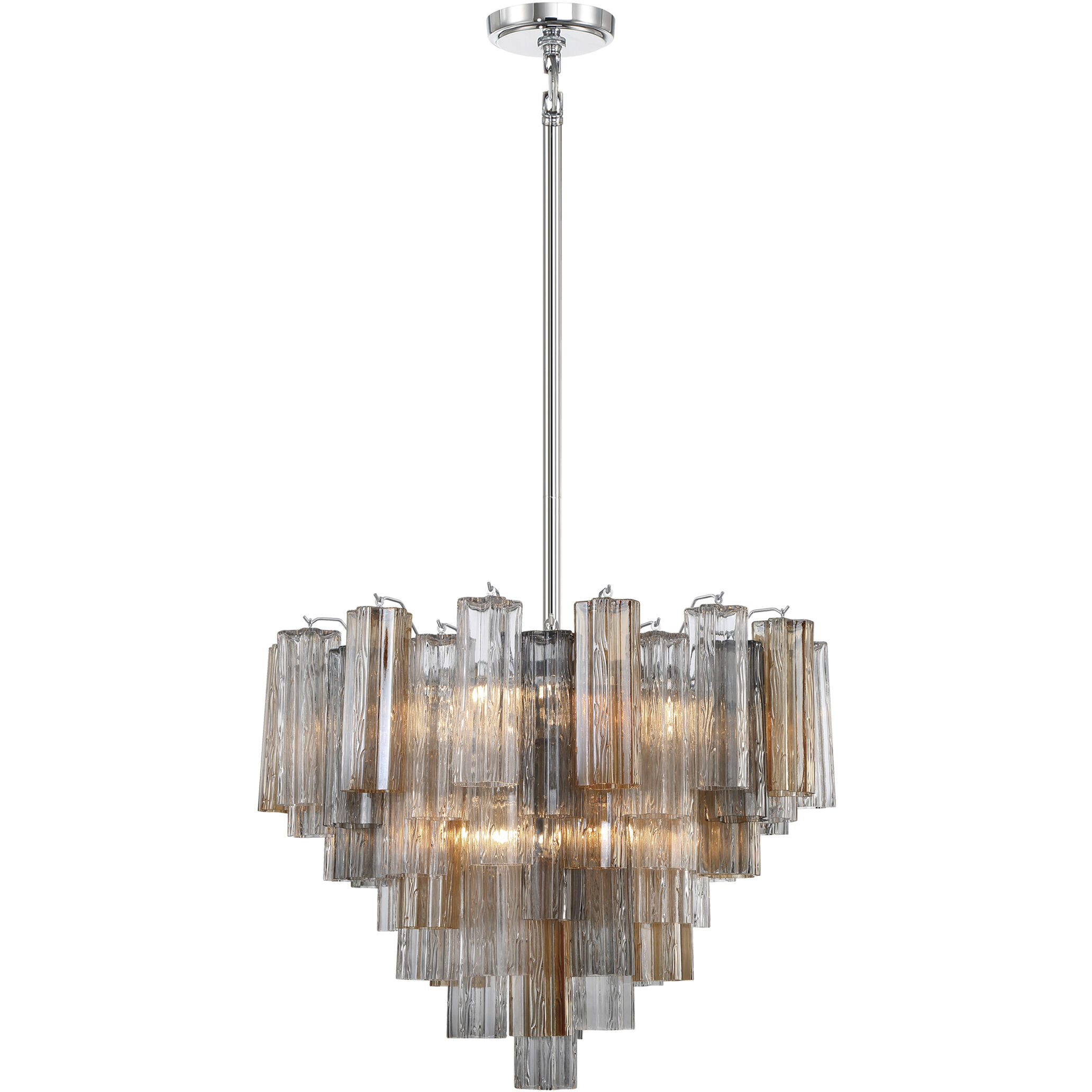 Addis 12 Light 26.75 inch Polished Chrome Chandelier Ceiling Light in Tronchi Glass Autumn