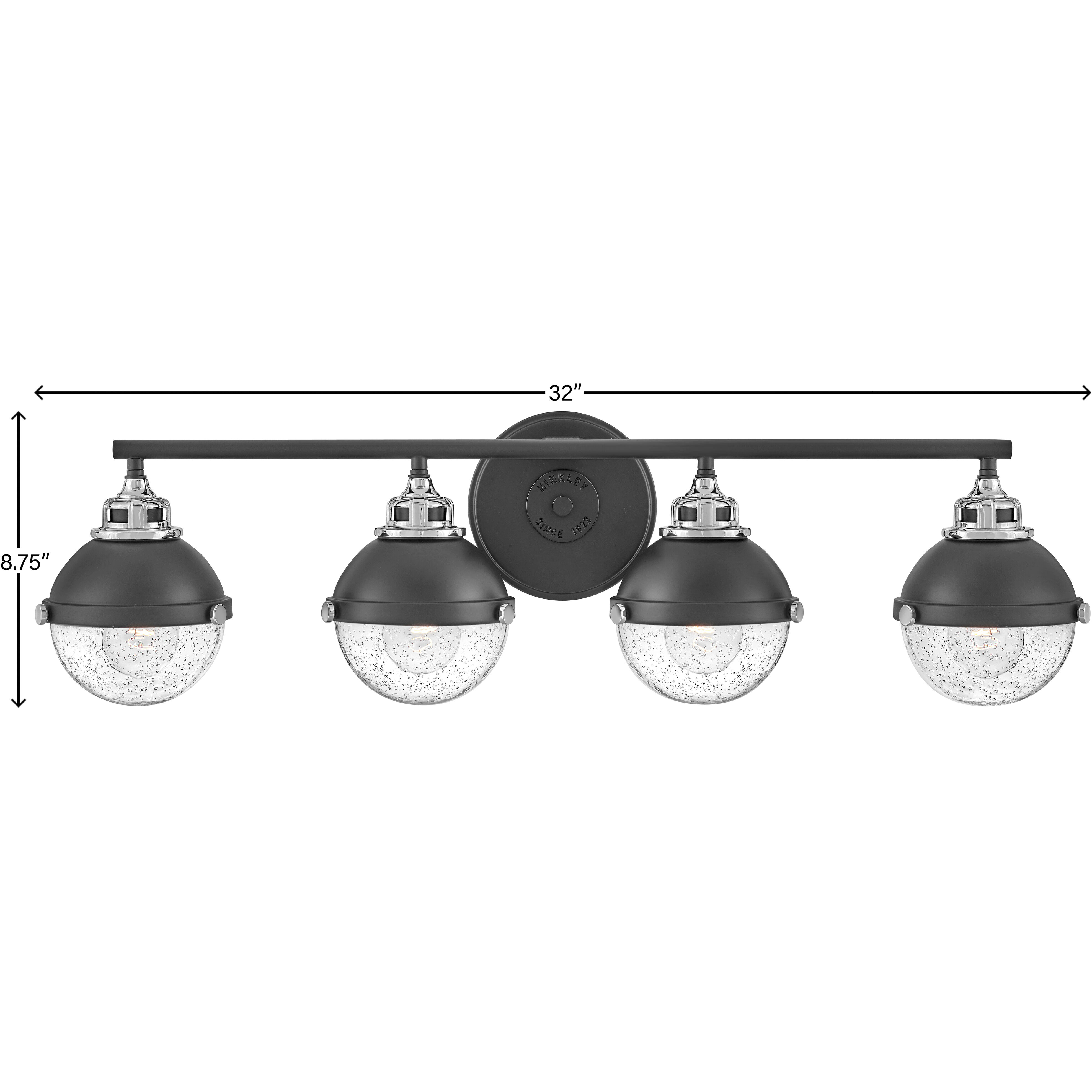 Fletcher 4 Light 32 inch Black with Chrome Vanity Light Wall Light in Black/Chrome