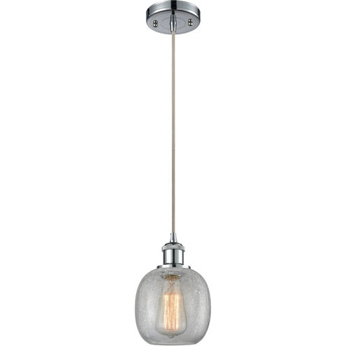 Ballston Belfast LED 6 inch Polished Chrome Mini Pendant Ceiling Light in Clear Crackle Glass, Ballston