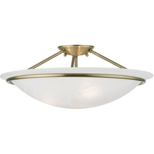Newburgh 3 Light 20 inch Antique Brass Semi-Flush Ceiling Light