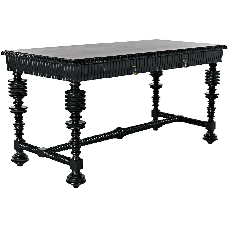 Portuguese 60 X 28 inch Hand Rubbed Black Desk, Small