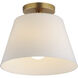 Hudson 1 Light 12 inch Natural Aged Brass Flush Mount Ceiling Light in Satin White