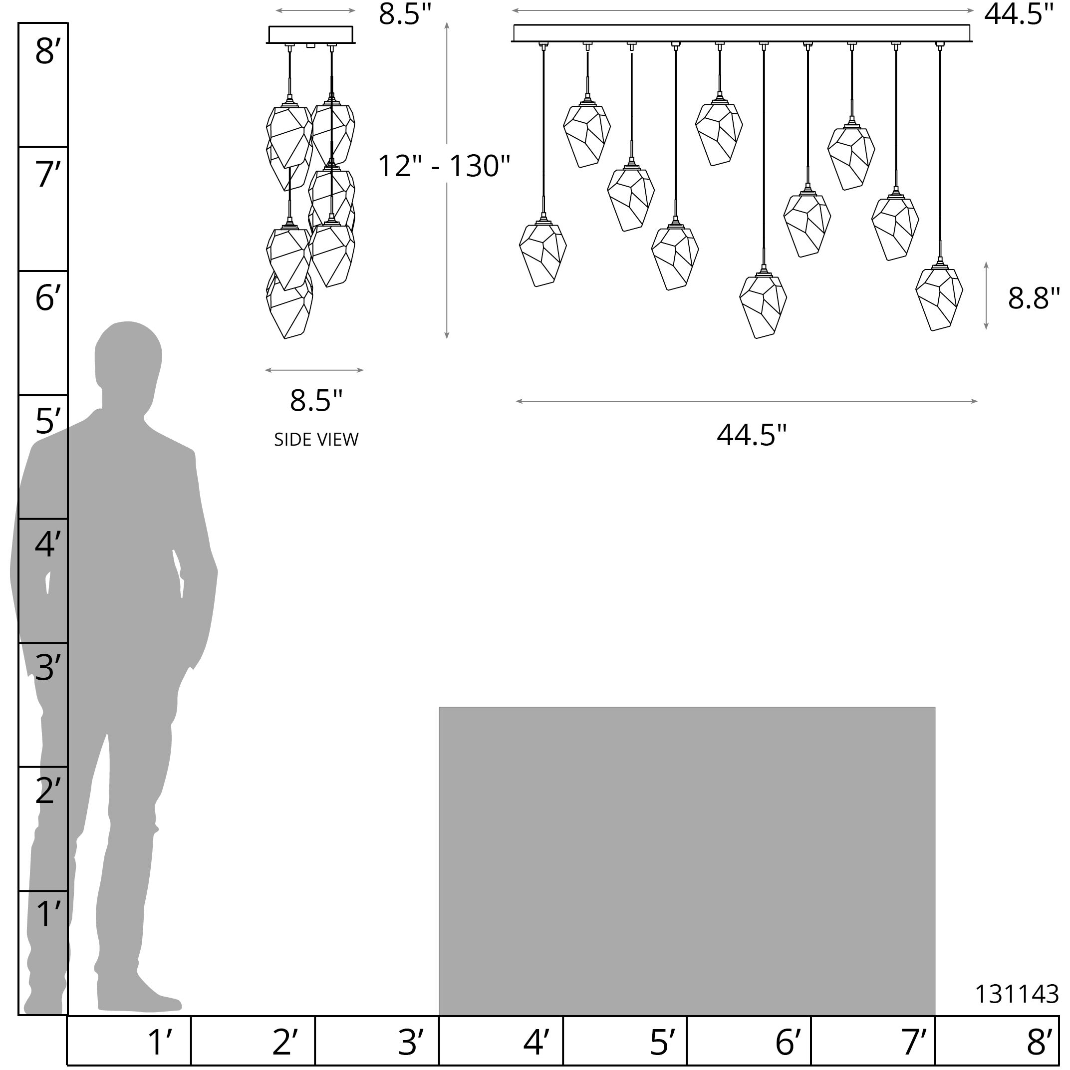 Chrysalis 10 Light 8.5 inch Ink Pendant Ceiling Light in White Crystal, Small